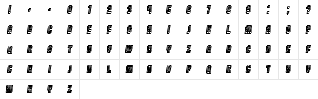 Broadway 3D Filled Italic  glyph index