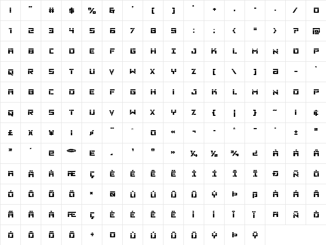 Viking Squad Laser Regular  glyph index