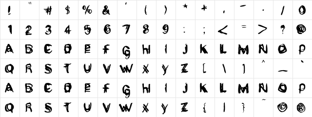 Gritzpop Grunge  glyph index