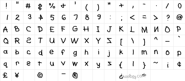 First Grade Regular  glyph index
