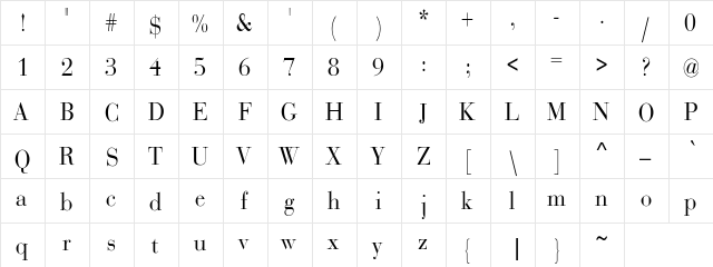 Hensley Condensed-Normal 2 Regular  glyph index