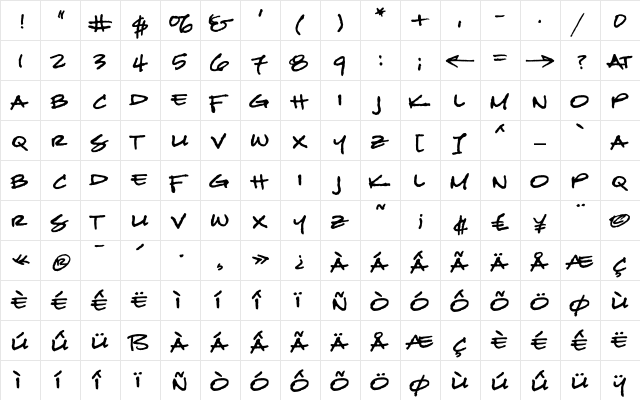 Divine Regular  glyph index