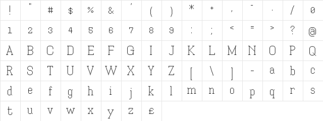 Xilla Pro Regular  glyph index