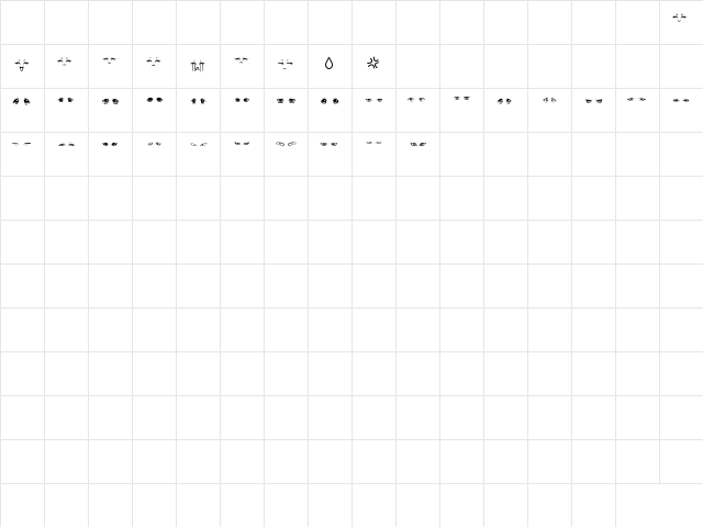 Anime Eyes Regular  glyph index