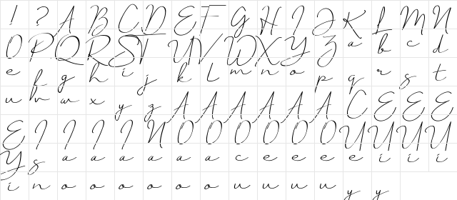 Just Signature Regular  glyph index