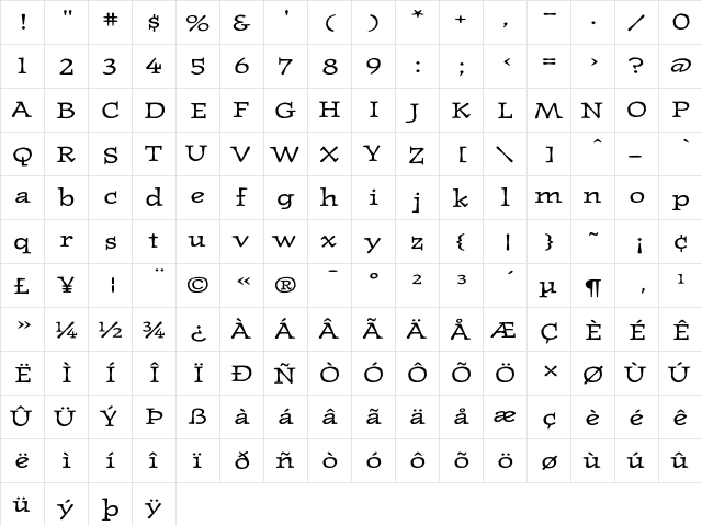 JournalUltraLining Regular  glyph index