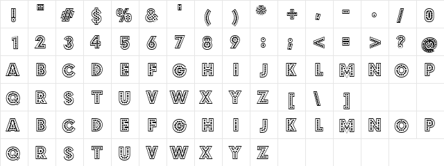 Bw Boom Regular  glyph index