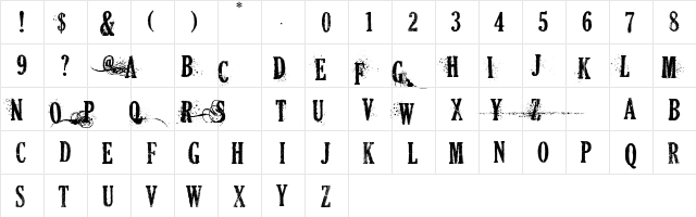 DEAD SECRETARY Regular  glyph index
