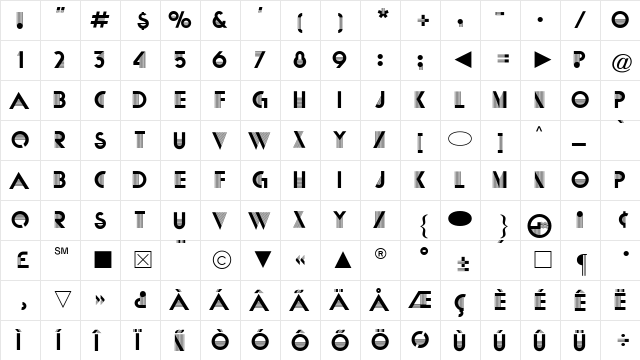 CgMatra Medium  glyph index