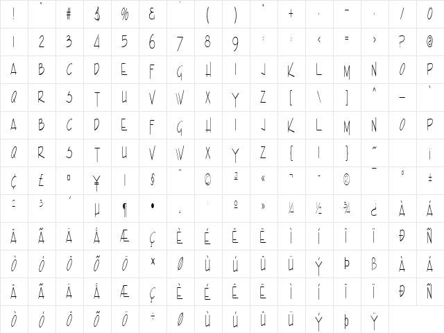 Enview Xtra Light Normal  glyph index