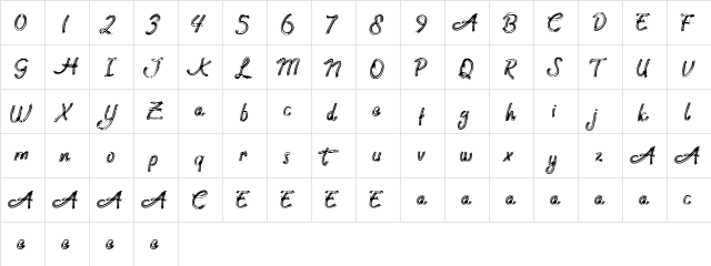 Rock Brush Pro Regular  glyph index