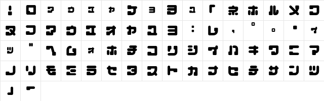 CANDY KANA  glyph index