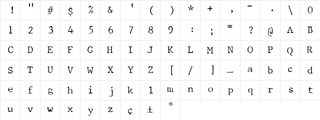 01196d Regular  glyph index