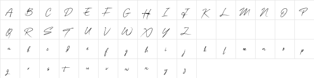 OneSignature Regular  glyph index