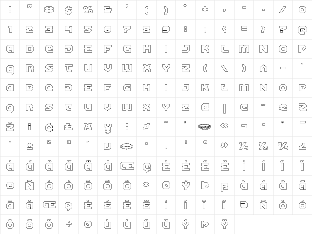 Gunner Storm Outline Regular  glyph index