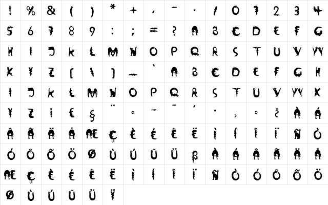 LinotypeWildfont Regular  glyph index