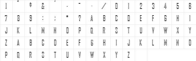 AgencyGothic Regular  glyph index