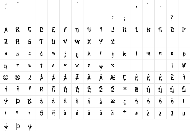 FZ UNIQUE 21 Normal  glyph index