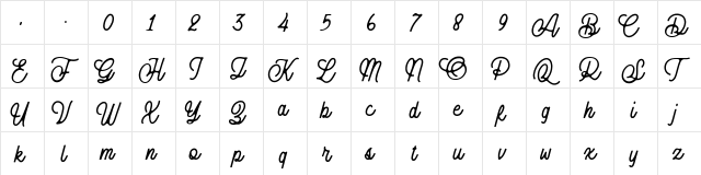 Salveation Regular  glyph index