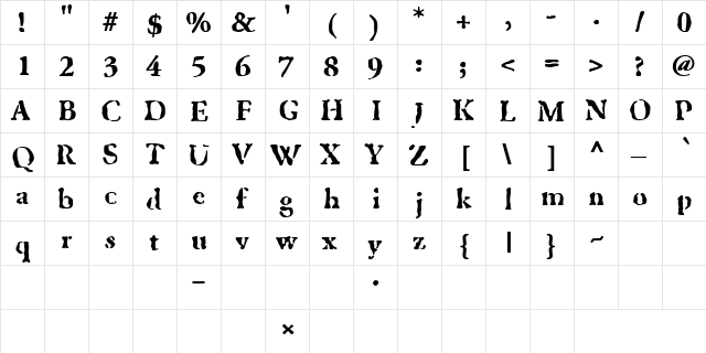 GhostTown Black  glyph index