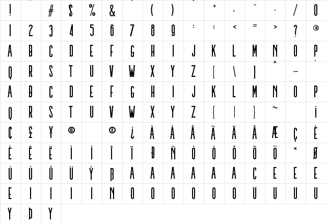 Mosherif High Regular  glyph index