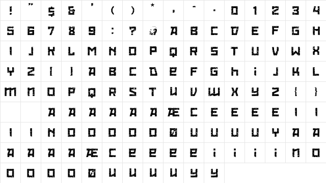 Red October Eroded Regular  glyph index