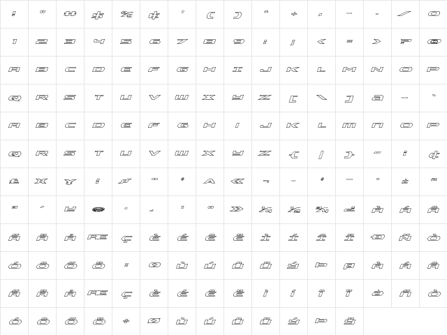 Alpha Men Outline Italic Outline Italic  glyph index