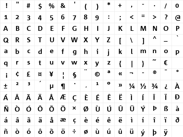 CorpidOffice Bold  glyph index