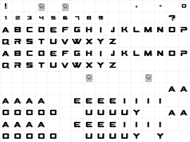Geometriarquia Regular  glyph index