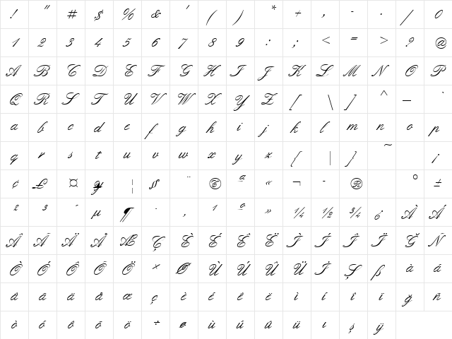 00847 Regular  glyph index