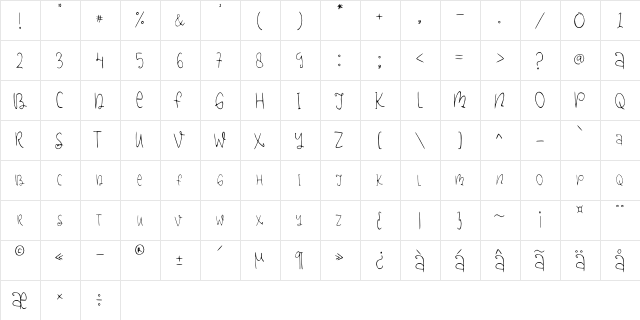 Bird Symphony Regular  glyph index