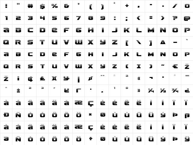 Terran Halftone Regular  glyph index