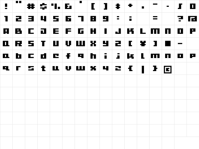 D3 CuteBitMapism TypeA Regular  glyph index