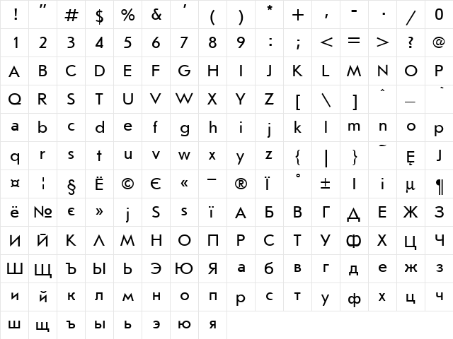 Journal Rub Regular  glyph index