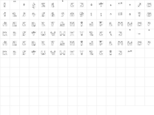 KF Teddy Regular  glyph index