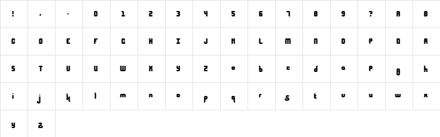 Klondike7 Regular  glyph index