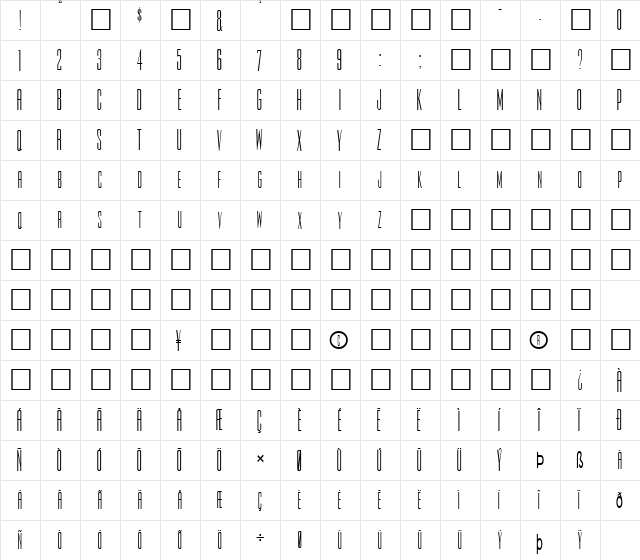 FZ BASIC 39 Normal  glyph index