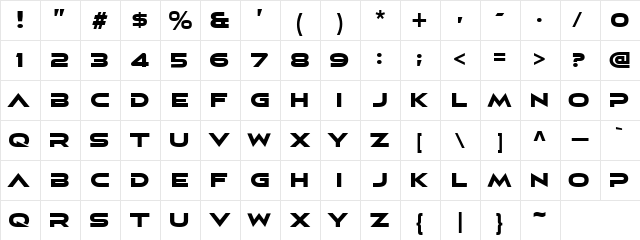 elasis Regular  glyph index