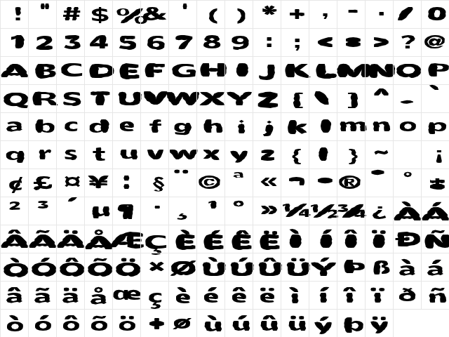 FZ BASIC 55 MANGLED EX Normal  glyph index