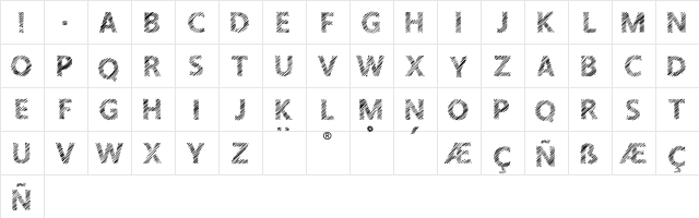 Crosshatcher Regular  glyph index