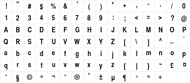 BastionC Bold  glyph index