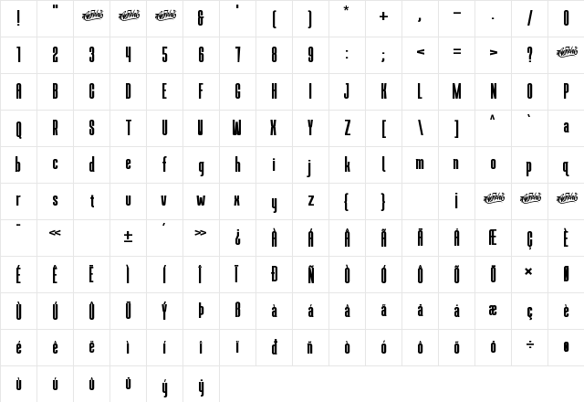 BROKENZ Regular  glyph index