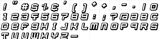 Galaxy Travels Regular  glyph index