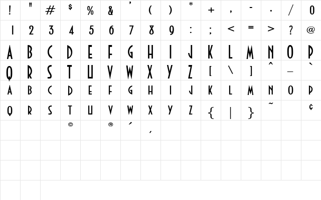 Guest Check Regular  glyph index