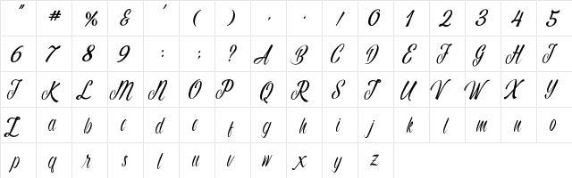 Autumn Flower Regular  glyph index