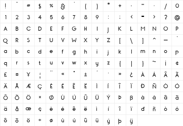 Monopoly Inline  glyph index