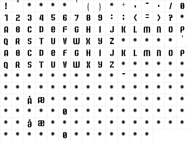 Mute Fruit Regular Regular  glyph index