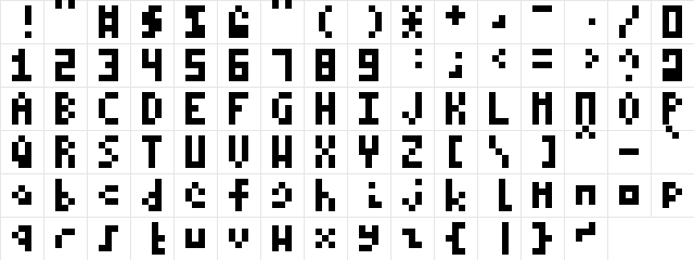 itty Regular  glyph index