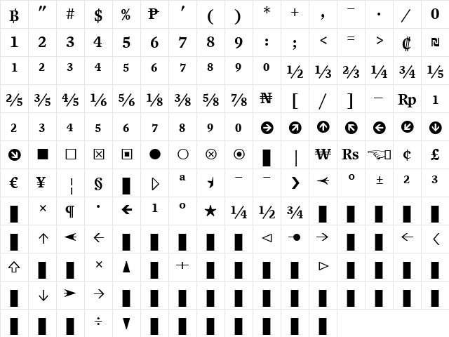 Mercury Numeric G4 Semibold  glyph index