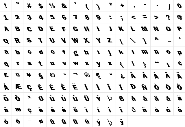 FZ BASIC 6 LEFTY Normal  glyph index